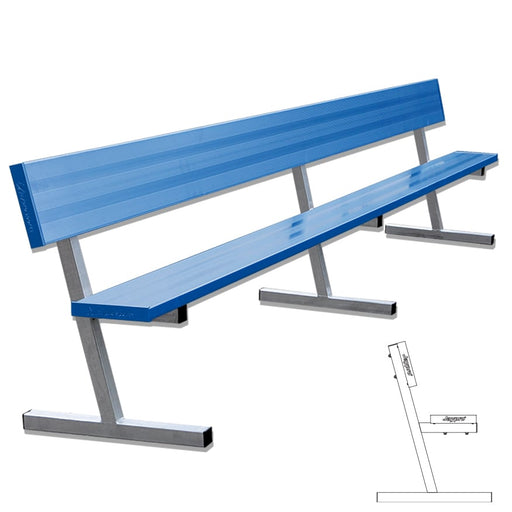 Jaypro Player Bench with Seat Back - 15 ft. - Portable (Powder Coated) - Lacrosseballstore