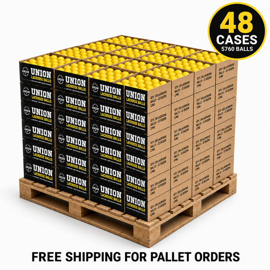 Case 120 Yellow Union Lacrosse Balls - Meets NOCSAE Standard, SEI Certified, CLA Approved- Free Shipping on Pallet Orders