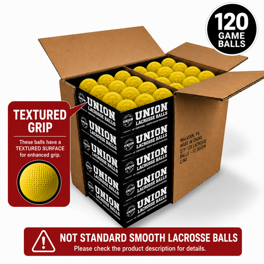 Case 120 Textured Grip Yellow Union Lacrosse Balls - Meets NOCSAE Standard, SEI Certified, CLA Approved