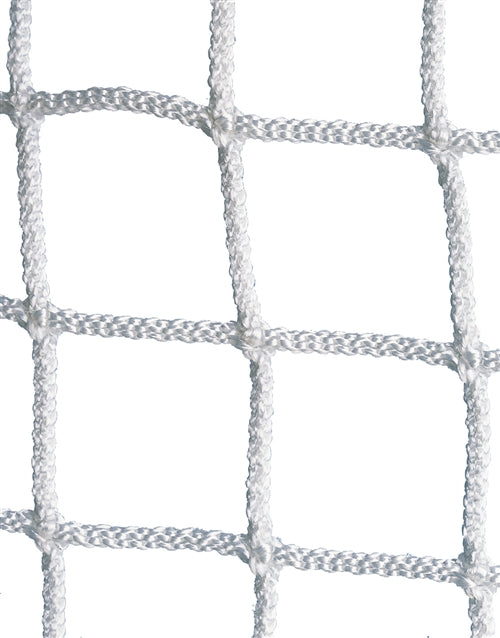 Replacement net for lacrosse goal in white made with 3 millimeter square nylon mesh netting