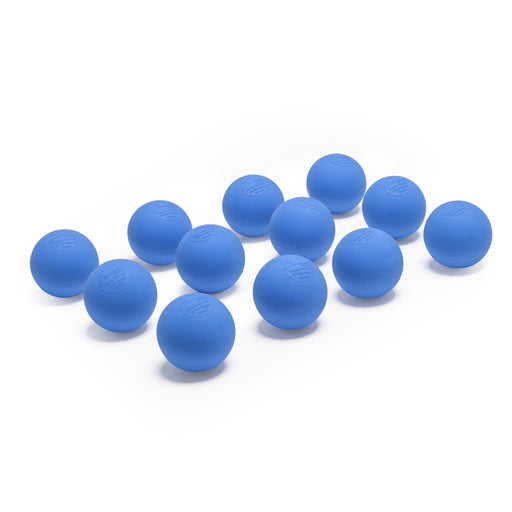 12 blue lacrosse balls made from molded rubber