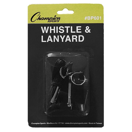 Champion Sports Black Lanyard w/ Whistle