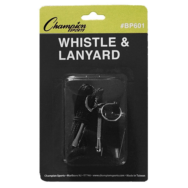Champion Sports Black Lanyard w/ Whistle