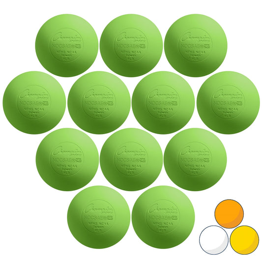 12 neon green lacrosse balls made from molded rubber by Champion Sports