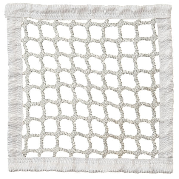 Official size lacrosse goal net in white with 6 millimeter square nylon mesh