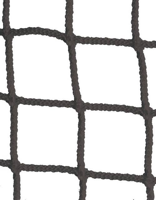 Official size lacrosse goal net in black with 6 millimeter square nylon mesh with a weather-treated coating