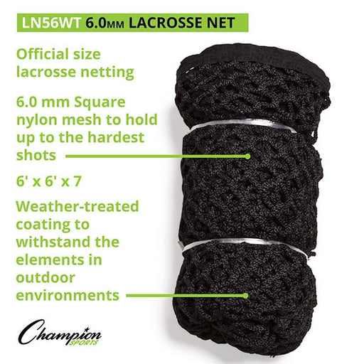 6mm Lacrosse Net Black Weather Treated  Specs