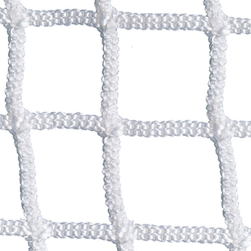 Official size lacrosse goal net in white with 8 millimeter square nylon mesh netting