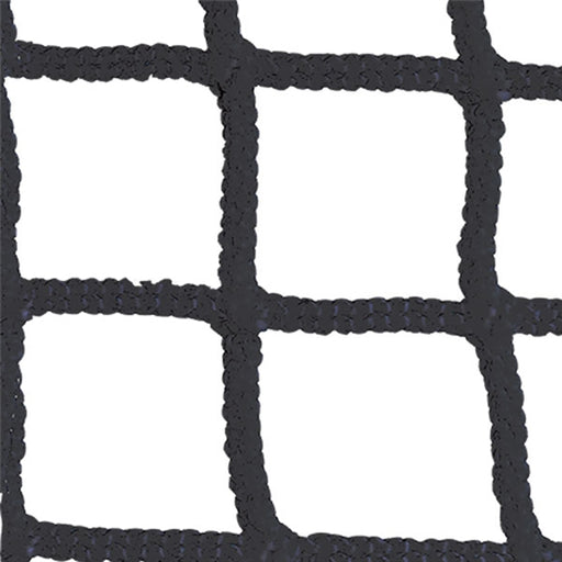 Official size lacrosse goal net in black with 7 millimeter knotless polyester mesh squares with a weather-treated coating