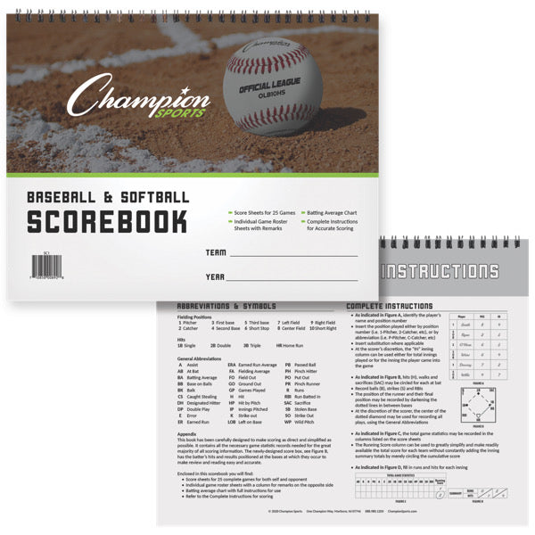 Champion Sports Baseball Scorebook - Lacrosseballstore