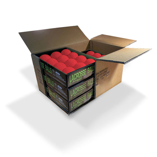 5 packs of one dozen lacrosse balls in royal blue packaged in one box by Champion Sports