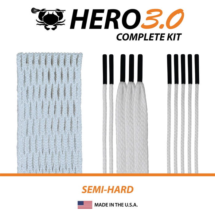 ECD Lacrosse Hero 3.0 Complete Mesh Kit White Semi Hard