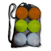 Assorted 6 Pack Lacrosse Balls in Mesh Carry Bag White Yellow Orange