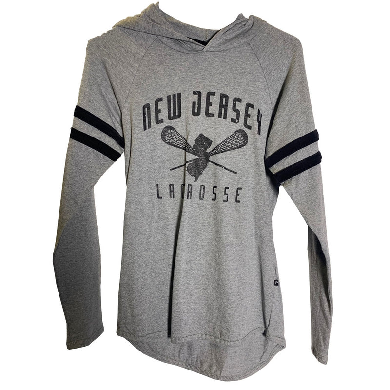 NJ Lacrosse Ladies Hooded Long Sleeve Shirt Black - Lacrosseballstore