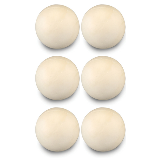 6 indoor practice lacrosse balls in white made with soft sponge material