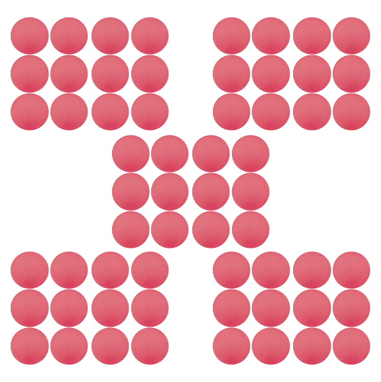 60 soft indoor practice lacrosse balls in pink divided into five groups from Champion Sports