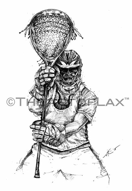 Hand drawn print of a lacrosse goalie