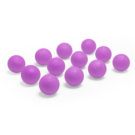 12 purple lacrosse balls made from durable molded rubber