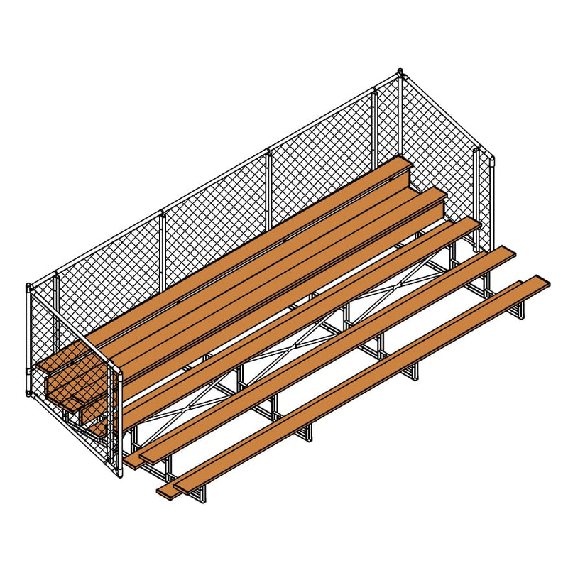 Jaypro Bleacher - 21 ft. (5 Row - Single Foot Plank with Chain Link Rail) - Enclosed (Powder Coated) - Lacrosseballstore
