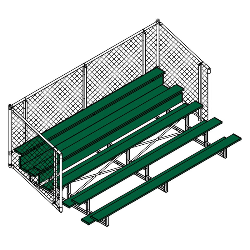Jaypro Bleacher - 15 ft. (5 Row - Single Foot Plank with Chain Link Rail) - Enclosed (Powder Coated) - Lacrosseballstore