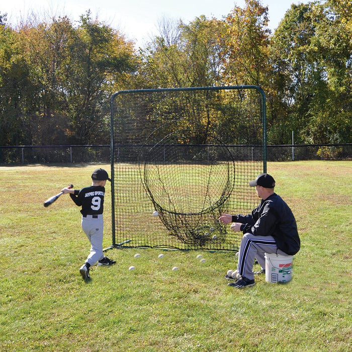 Jaypro Sports Batting Practice Screen - 7 ft.H x 7 ft.W - Portable - Soft Toss (Black) - Lacrosseballstore