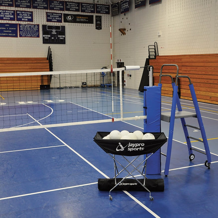 Jaypro FeatherLite Volleyball System Package (3 in. Floor Sleeve) - NFHS, NCAA, USVBA Compliant