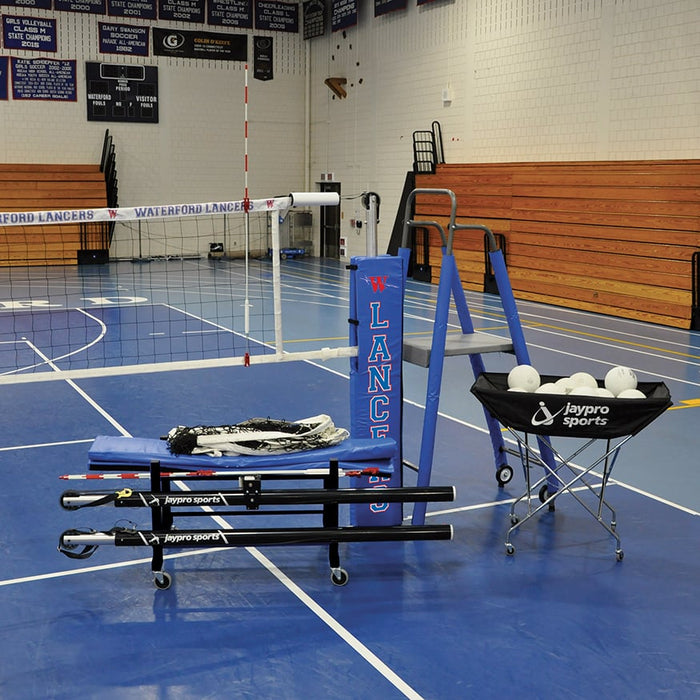 Jaypro FeatherLite™ Volleyball System Deluxe Package (3 in. Floor Sleeve) - NFHS, NCAA, USVBA Compliant