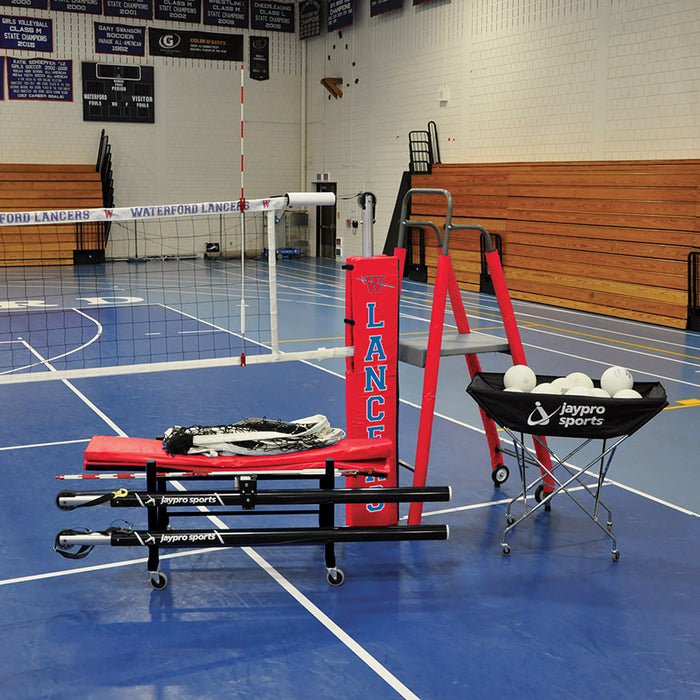 Jaypro FeatherLite™ Volleyball System Deluxe Package (3 in. Floor Sleeve) - NFHS, NCAA, USVBA Compliant