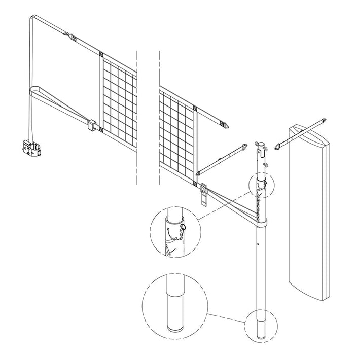 Jaypro FeatherLite™ Volleyball Net Center Upright System (3 in. Floor Sleeve) - NFHS, NCAA, USVBA Compliant