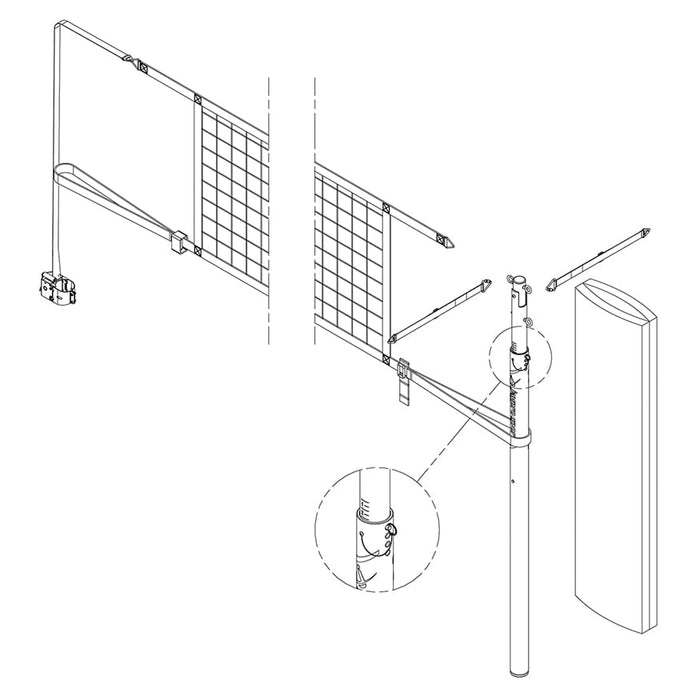 Jaypro FeatherLite™ Volleyball Net Center Upright System (3-1/2 in. Floor Sleeve) - NFHS, NCAA, USVBA Compliant