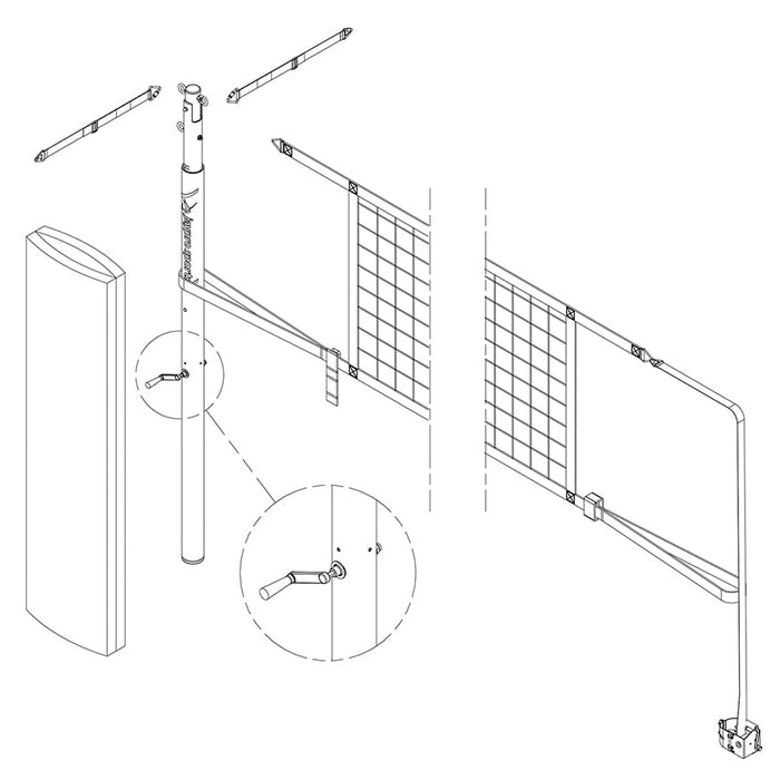 Jaypro PowerLite™ Volleyball Net Center Upright System (3 in. Floor Sleeve) - NFHS, NCAA, USVBA Compliant