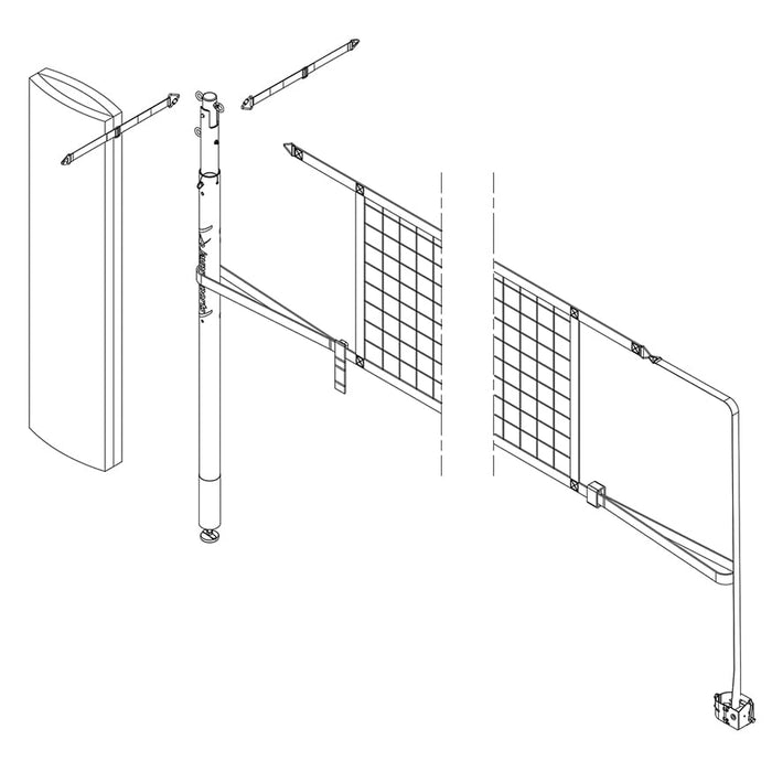 Jaypro Carbon Ultralite™ Volleyball Net Center Upright System (3-1/2 in. Floor Sleeve) - NFHS, NCAA, USVBA Compliant