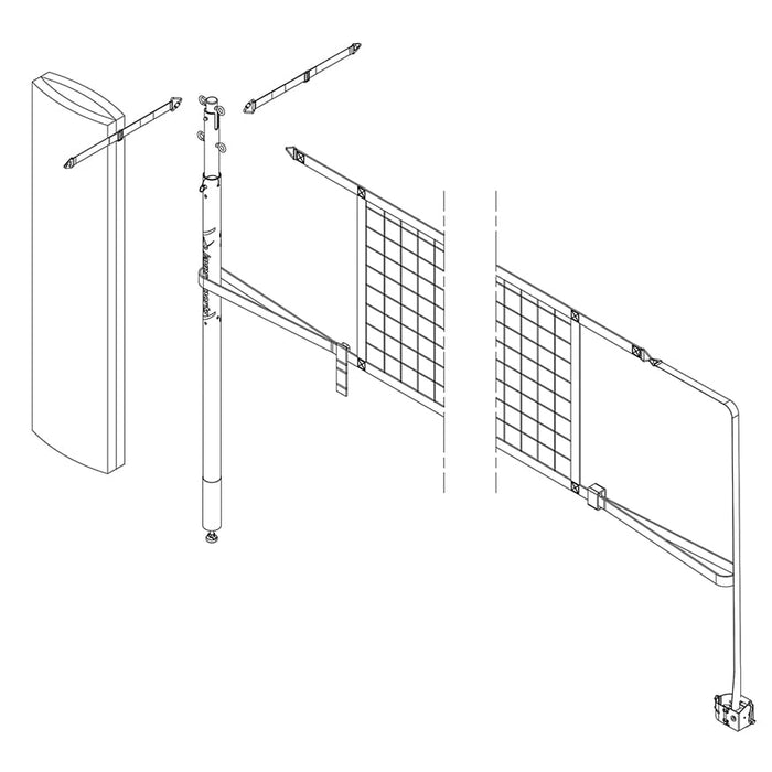 Jaypro Carbon Ultralite™ Volleyball Net Center Upright System (3 in. Floor Sleeve) - NFHS, NCAA, USVBA Compliant