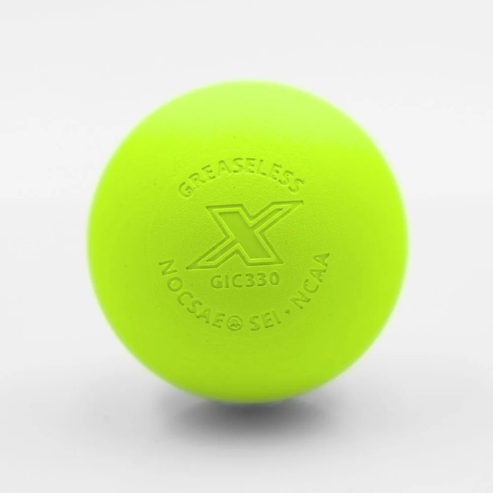 A case of 100 PEARL X Lacrosse Balls - Optic Yellow (Fluorescent Game Lacrosse Ball), White, Yellow, Orange