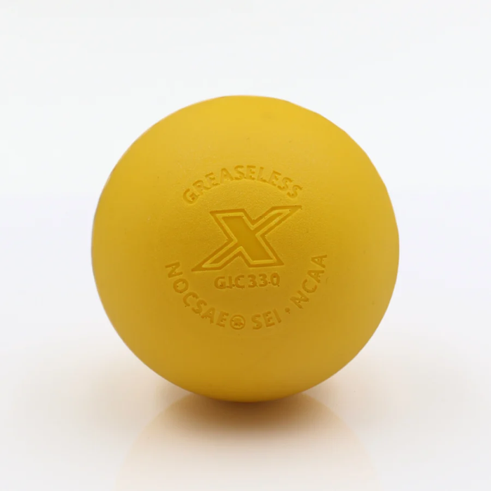 A case of 100 PEARL X Lacrosse Balls - Optic Yellow (Fluorescent Game Lacrosse Ball), White, Yellow, Orange