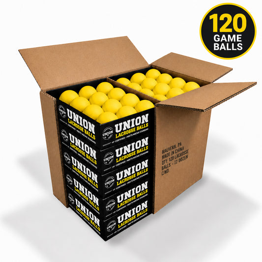 Case 120 Yellow Union Lacrosse Balls - Meets NOCSAE Standard, SEI Certified, CLA Approved- Free Shipping on Pallet Orders