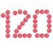 Soft Pink Indoor Practice Lacrosse Balls made of soft sponge forming the number 120