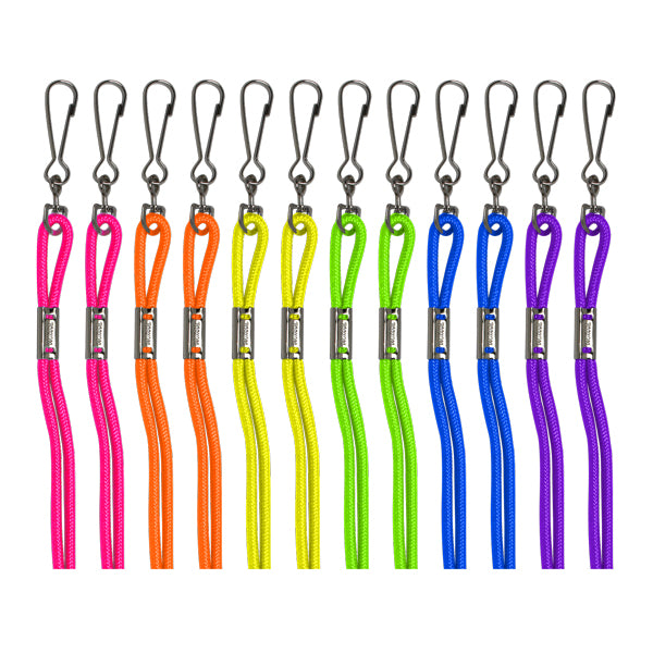 12 Assorted Neon Colors Nylon Lanyard