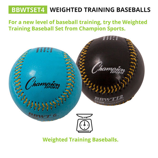 Champion Sports WEIGHTED TRAINING BASEBALLS SET OF 4 - Lacrosseballstore