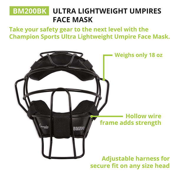 Champion Sports ULTRA LIGHTWEIGHT UMPIRE FACE MASK-C-BM200BK - Lacrosseballstore