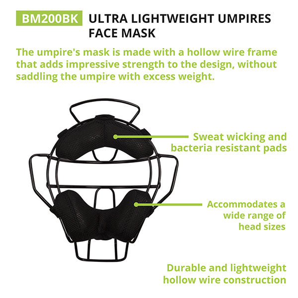 Champion Sports ULTRA LIGHTWEIGHT UMPIRE FACE MASK-C-BM200BK - Lacrosseballstore