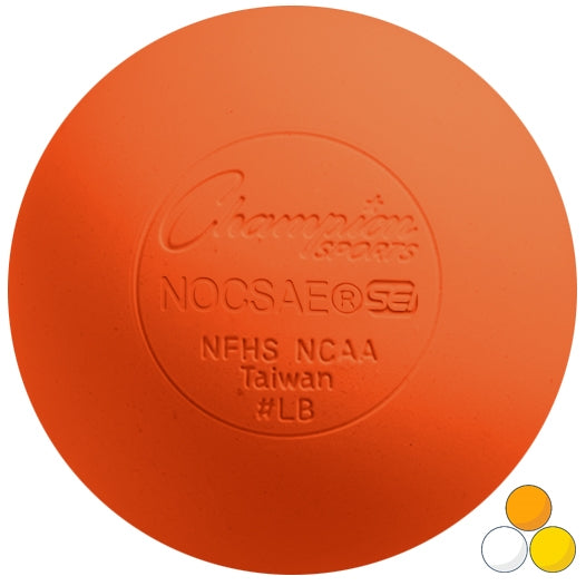 Orange Champion Sports Lacrosse Ball meets NOCSAE standard SEI Certified