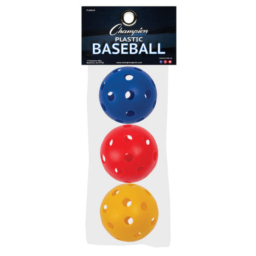 Champion Sports PLASTIC BASEBALL ASSORTED COLOR SET 3-PACK - Lacrosseballstore