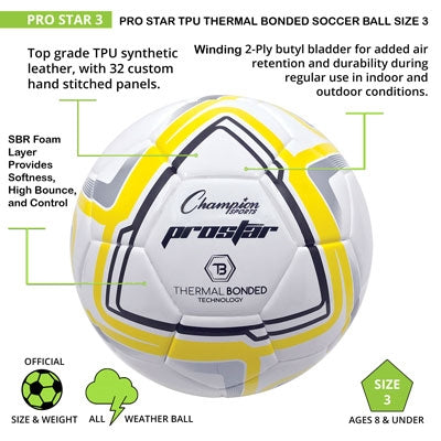 Champion Sports Pro Star Soccer Ball Size 3 - Lacrosseballstore