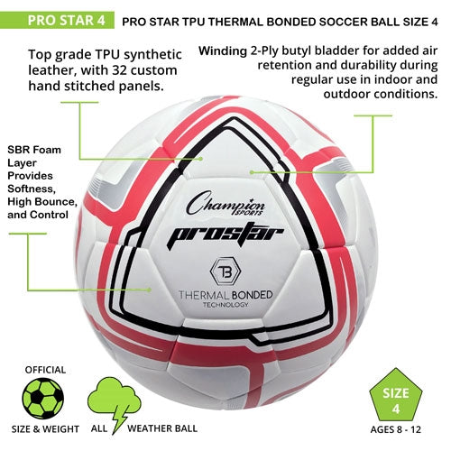 Champion Sports Pro Star Soccer Ball Size 4