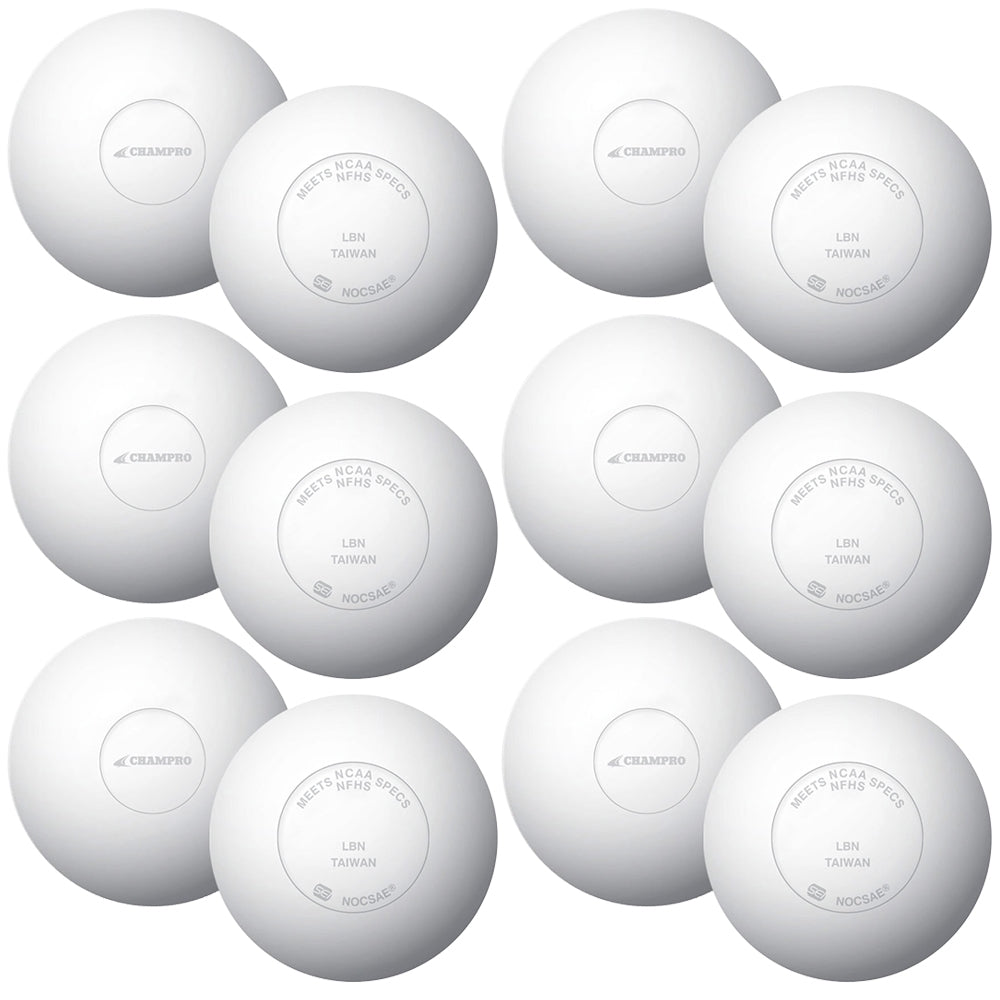 Champro 12 White Lacrosse Balls - Meets NOCSAE Standard SEI