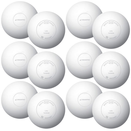 Champro 12 White Lacrosse Balls - Meets NOCSAE Standard SEI - Lacrosseballstore