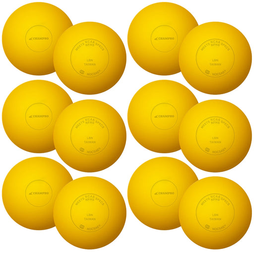 Champro 12 Yellow Lacrosse Balls - Meets NOCSAE Standard SEI - Lacrosseballstore