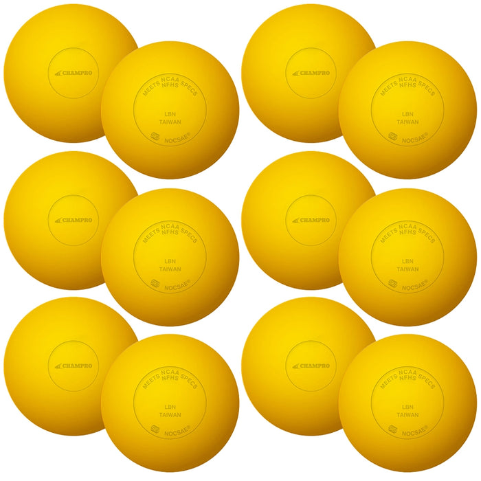 Champro 12 Yellow Lacrosse Balls - Meets NOCSAE Standard SEI - Lacrosseballstore