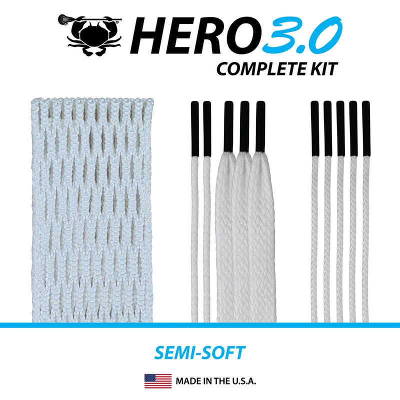 ECD Lacrosse Hero 3.0 Complete Mesh Semi Soft Kit White